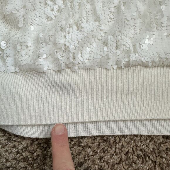Equipment Femme Ivory Wool Blend Shane Sequined Crewneck Sweater Womens S - Picture 7 of 11